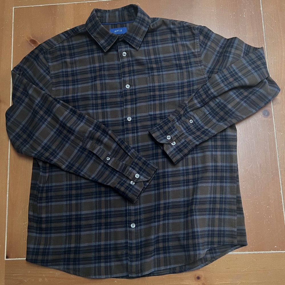 Flannel Plaid Shirt, Lightweight Super Soft Woven Plaid, Mens Large